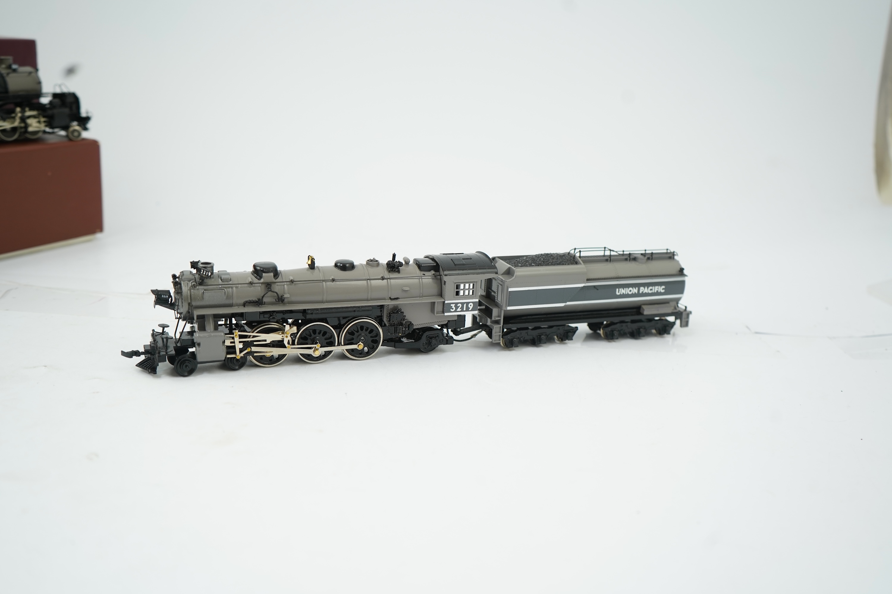 Two boxed HO gauge Union Pacific locomotives; a W&R Enterprises model, 3548, 4-8-8-0 tender locomotive, together with a Mantua Collectibles, 3219, 4-6-2 tender locomotive, both powered for two rail operation.